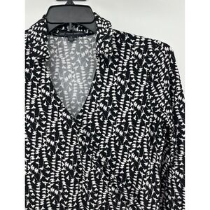 346 Brooks Brothers Womens‎ Black White Bird Print V Neck Midi Dress Sz S wrap